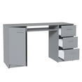 thumbnail image 4 of Madesa 2-Piece Home Office and Study Furniture Set: 53" Computer Desk with 3 Drawers, 1 Door, Storage Shelf + 24" 5-Tier Ladder Shelf for Pantry, Books, & Utilities – Gray, 4 of 8