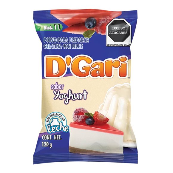 Polvo para preparar gelatina D' Gari de leche sabor yoghurt 120 g