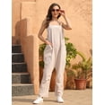 thumbnail image 3 of Lentta Women's Loose V Neck Harem Jumpsuits Sleeveless Spaghetti Strap Baggy Overalls with Pocket (LightKhaki-S), 3 of 4