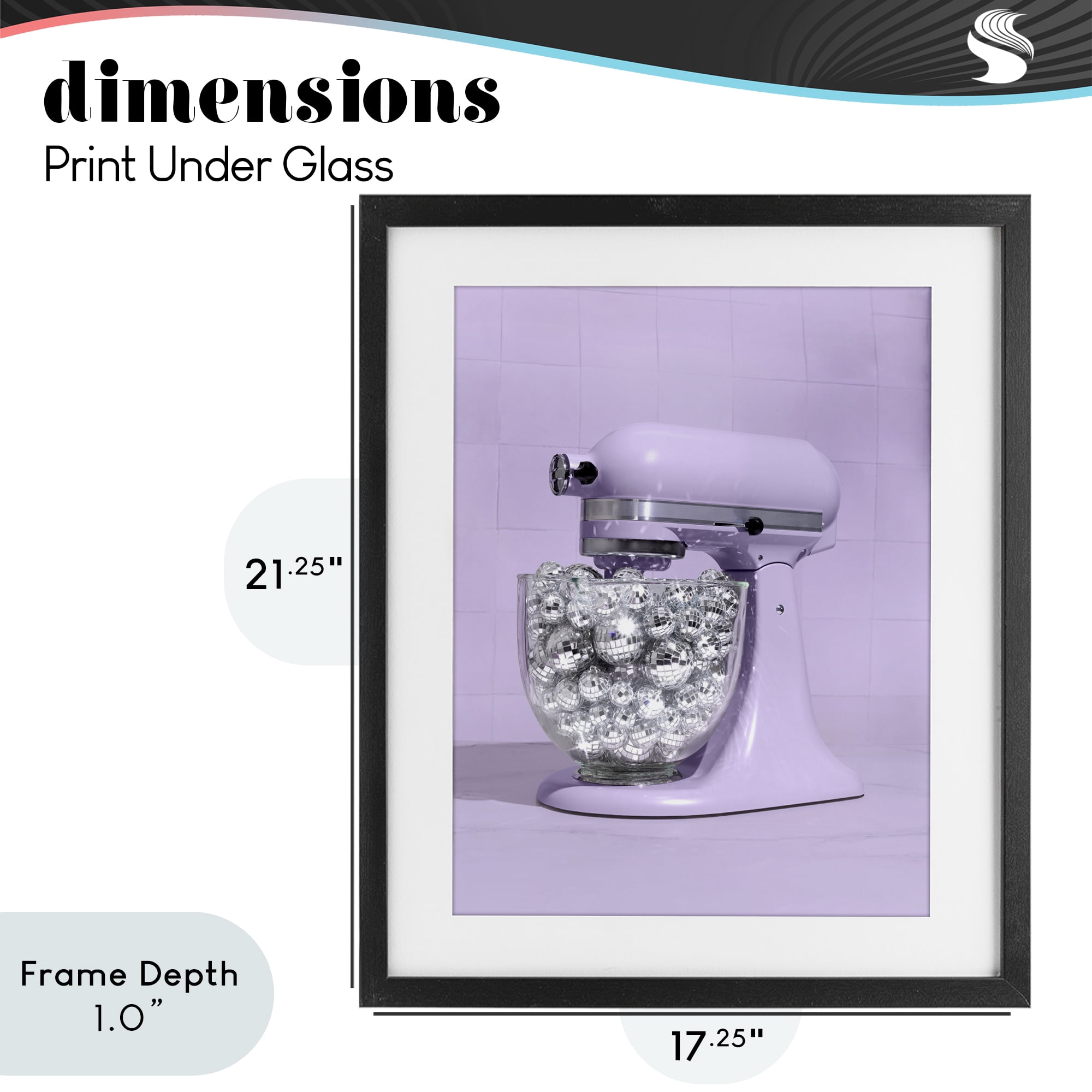 Stupell Industries Disco Kitchen Mixer over Purple Black Framed Print Under Glass, design by LISH Creative