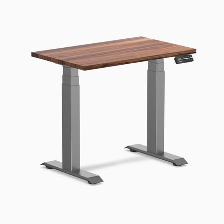 Desky Dual Mini Hardwood Sit Stand Desk - Walnut / 32 X 20 / Space Gray