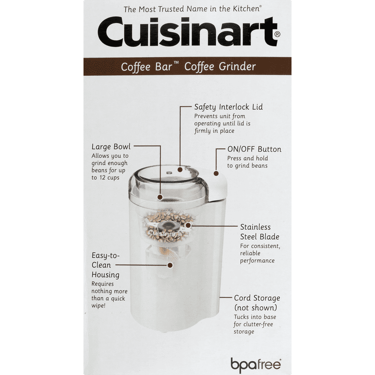 Cuisinart DCG-20BKN Coffee Grinder, 2.5 oz Hopper, 130 W, Stainless Steel, Black