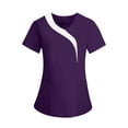 thumbnail image 2 of Gytharion Scrub Tops Women Fashion Color Block Working Scrubs for Women Casual Short Sleeve V Neck Nursing Tops with Pockets Comfy Classic Working Uniform, 2 of 8