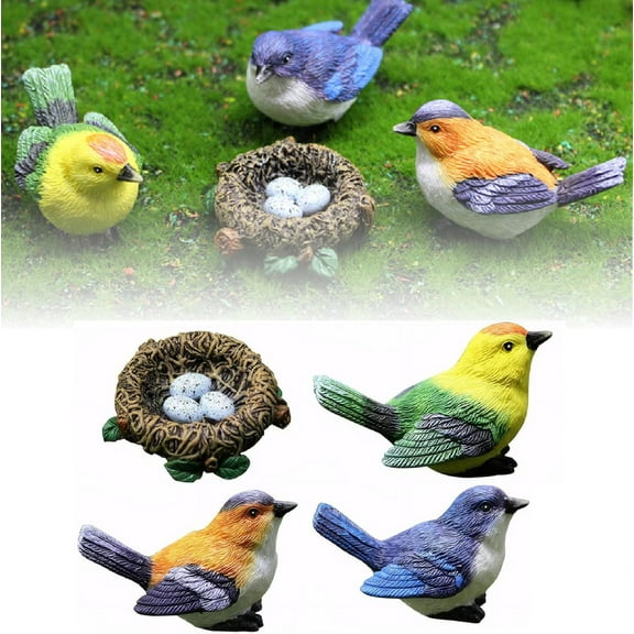 Cute Bird Landscape Ornaments,Garden Gardening Statue Decoration Tree Sculpture Bird Nest Design Desktop Decoration Resin Table Top Car Ornamental Statue for Garden Bird's nest