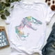 thumbnail image 2 of Camiseta con estampado de dinosaurio de acuarela para mujer, camiseta de verano para mujer, camiseta blanca de manga corta de Jurassic Park, camiseta Vaporwave para mujer, 2 of 5