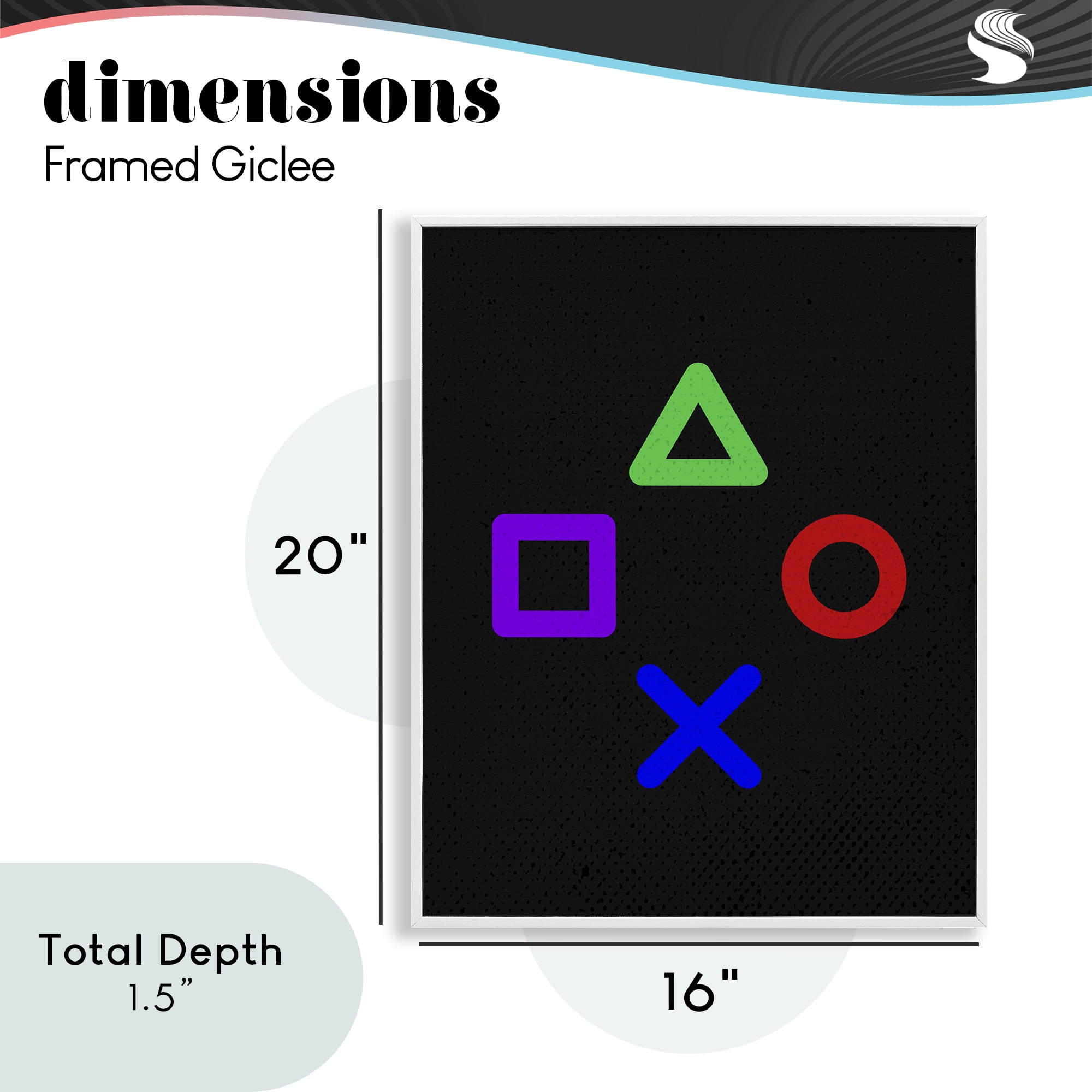 Game Button Shapes White Framed Giclee Art, design by Kim Allen