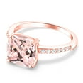 thumbnail image 3 of Gem Stone King 18K Rose Gold Plated Silver Peach Nano Morganite Women Engagement Ring (2.12 Ct Cushion 8MM, Available in Size 5, 6, 7, 8, 9), 3 of 5