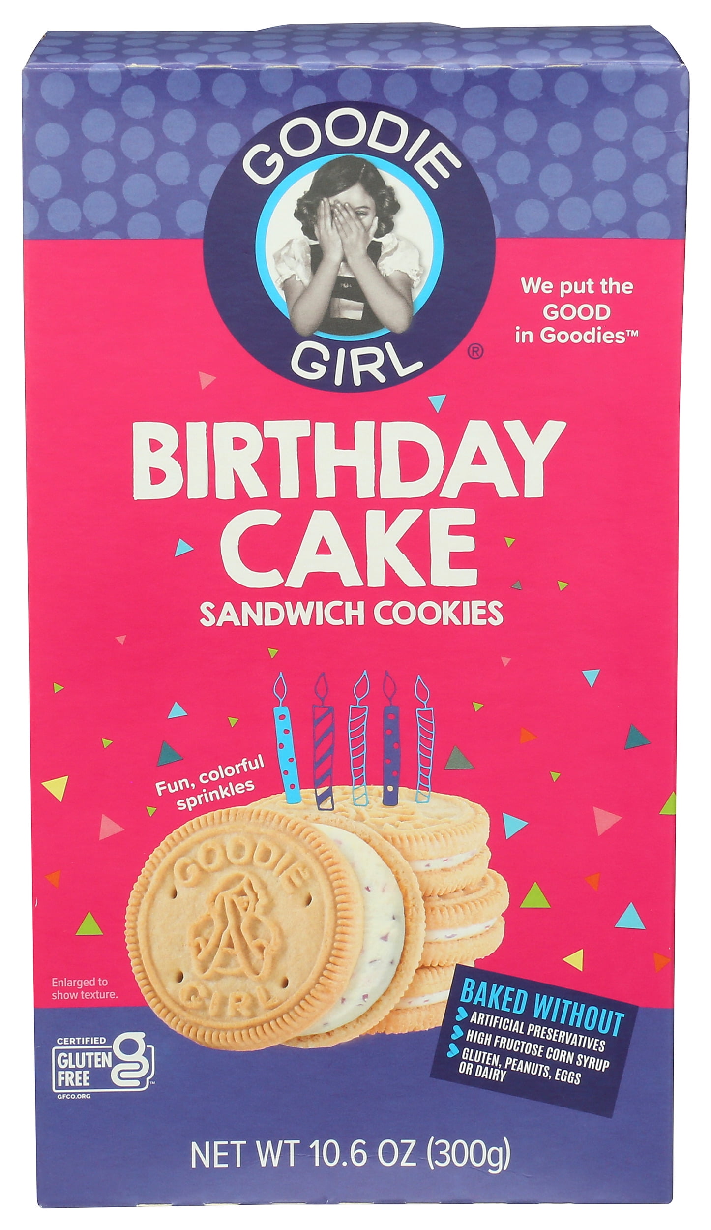 Pack of 6, Goodie Girl Birthday Cake Sandwich Cookies, 10.6 oz