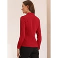 thumbnail image 4 of Camisa abotonada Allegra K Cuello alto escote En V recortado Rojo M, 4 of 5
