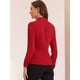 thumbnail image 4 of Elegante camisa abotonada cuello alto con escote en V recortado carrera primavera para mujer Rojo XS, 4 of 5