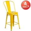 thumbnail image 3 of Flash Furniture Commercial Grade 4 Pack 24" High Yellow Metal Indoor-Outdoor Counter Height Stool with Removable Back, 3 of 14
