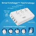 thumbnail image 3 of Convertidor de voltaje Ceptics de 220 V a 110 V con enchufes tipo C, E/F, G, I, 3 of 9