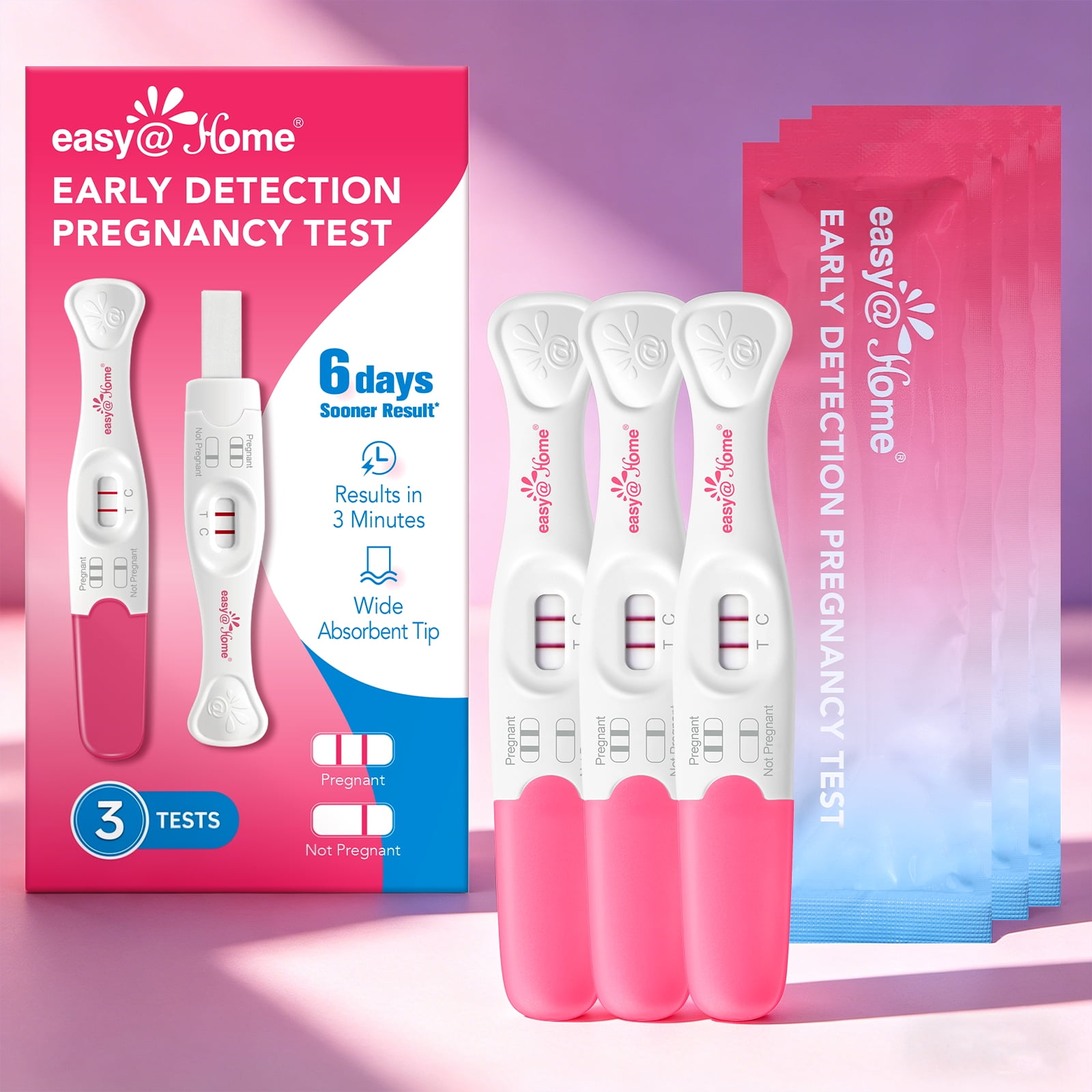 Easy@Home Early Detection Pregnancy Stick, 6 Days Sooner Result*, 3 Tests