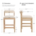 thumbnail image 5 of ONEVOG 26.8" Counter Height Bar Stools Set of 2, Modern Farmhouse Solid Wood Barstools with Linen Upholstered Curved Backrest & Cushion, Kitchen Island Chairs, Beige, 5 of 12