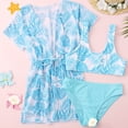 thumbnail image 3 of GYRATEDREAM Girls Swimsuit 3 Piece Bikini Set Kids Cute Bathing Suit with Quick Dry Kimono Coverup Blue for 7-12Y, 3 of 6