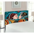 thumbnail image 2 of Love Headboard, Space Man and Woman Astronauts Kissing Science Cosmos Couple Pop Art Design Print, Upholstered Decorative Metal Bed Headboard with Memory Foam, Twin Size, Multicolor, by Ambesonne, 2 of 4
