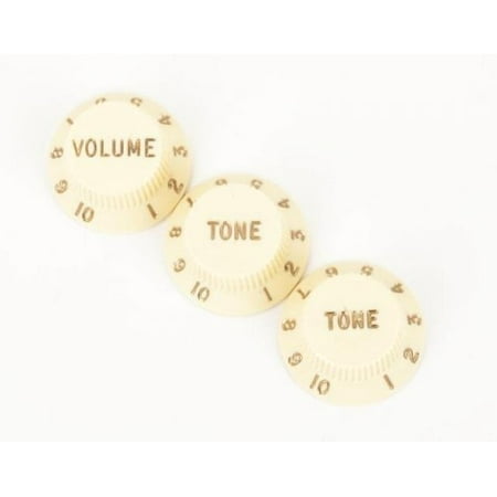 Fender Bass Guitar Knobs - Fender (R) Stratocaster (R) Guitar Knobs Aged White (1 Volume 2 Tone)