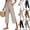 13# Beige, variant on Linen Capri Pants for Women Summer 2026 Wide Leg Loose Fit Drawstring Elastic High Waisted Beach Cropped Trousers Black XL
