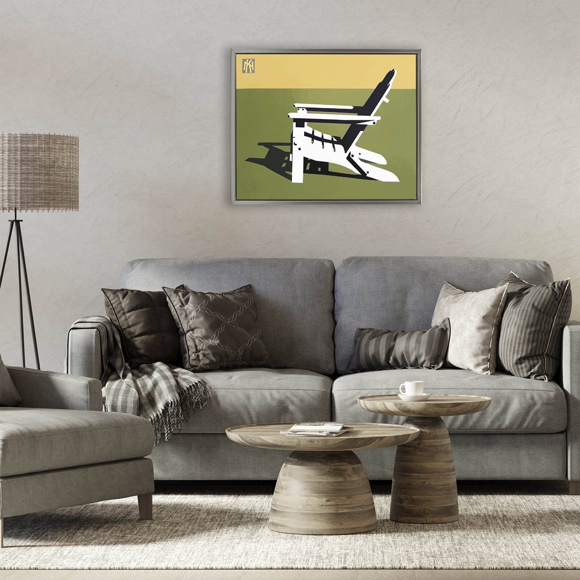 Stupell Industries Minimal Sunlit Lounge Chair Gray Framed Floater Canvas Wall Art, design by Jadei Graphics