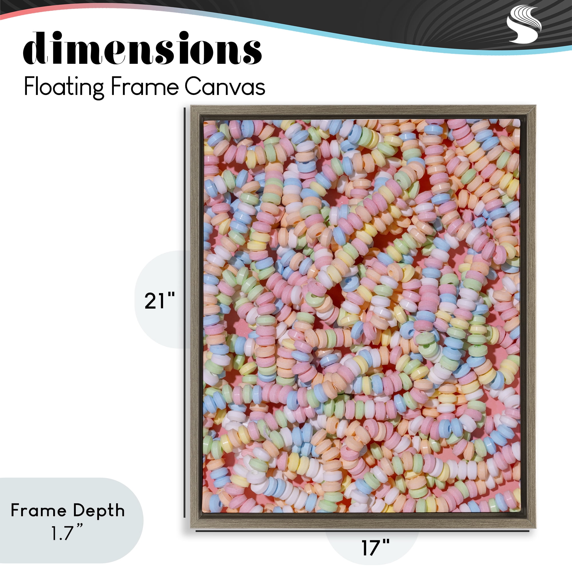 Stupell Industries Pastel Candy Necklace Brown Framed Floater Canvas Wall Art, design by LISH Creative