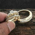 thumbnail image 3 of Sparkle Jewels 3 Ct Round Cut CZ Wedding Trio Ring Set In 14K Yellow Gold Plated, 3 of 5