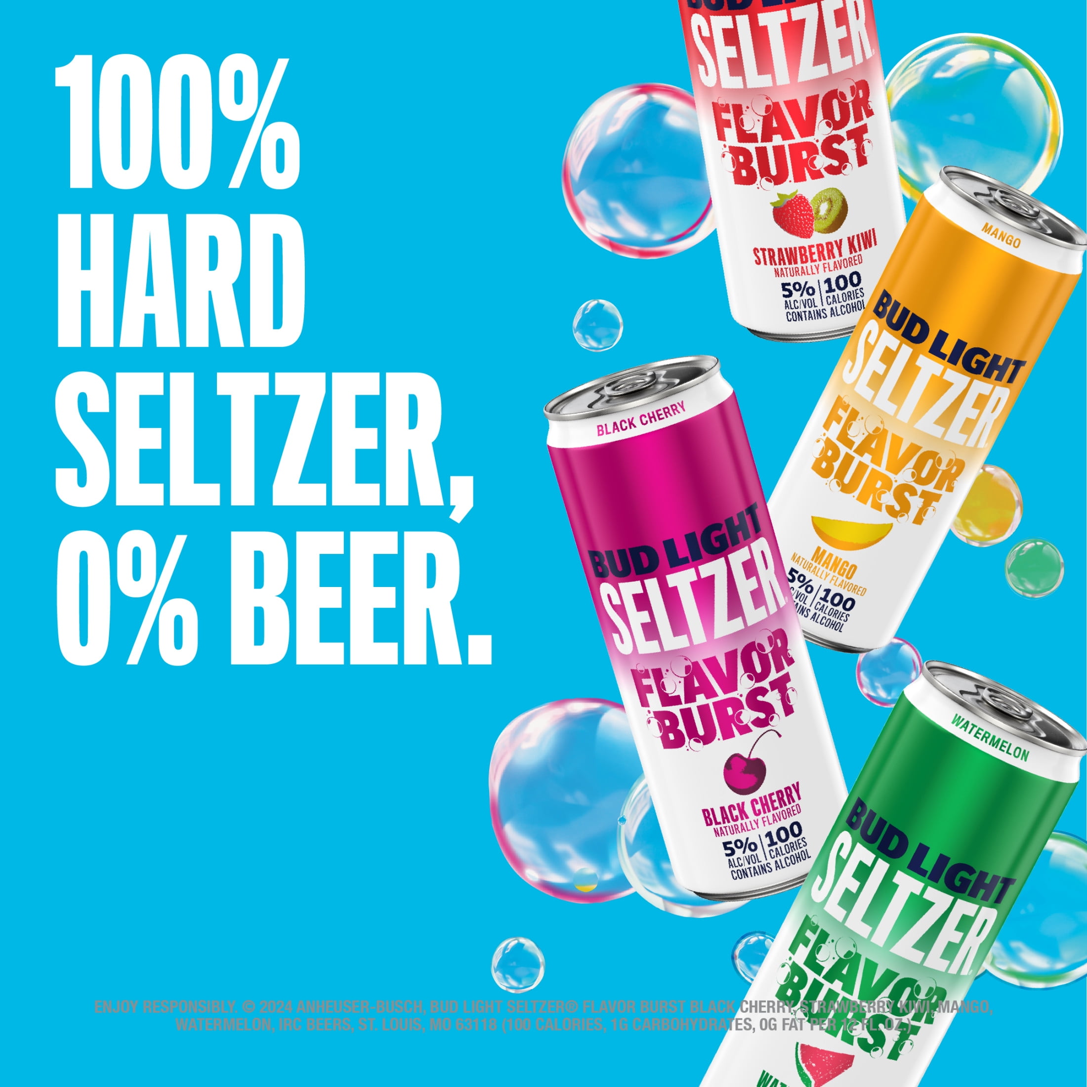 Bud Light Seltzer Variety Pack, Hard Seltzer, Gluten Free, 24 Pack, 12 FL OZ Slim Cans, 5% ABV