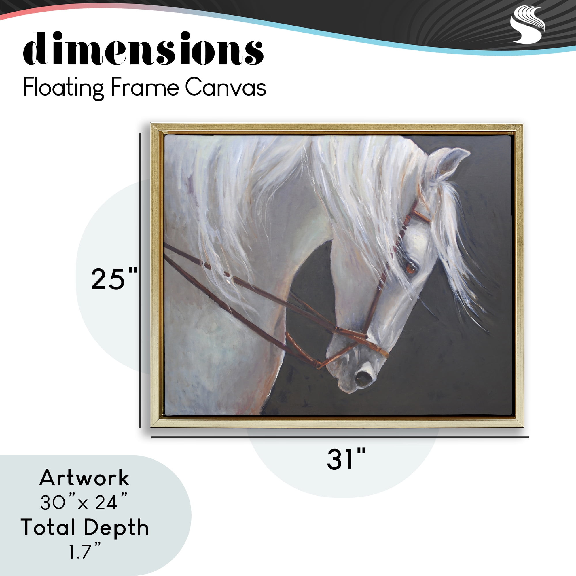 Stupell Industries Majestic White Mare Gold Framed Floater Canvas Wall Art, design by Jadei Graphics