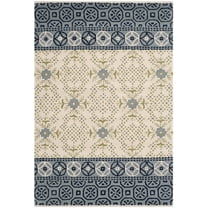 SAFAVIEH Bella Aria Geometric Wool Area Rug, Ivory/Blue, 4' x 6'