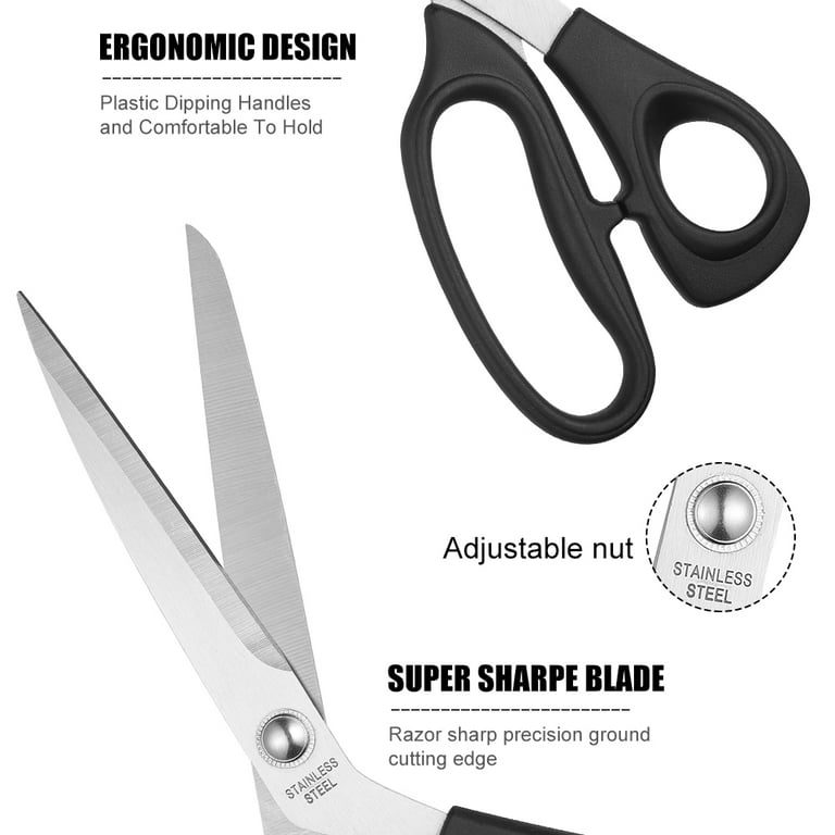8 Inch Long Heavy Duty Stainless Steel Tailor Scissors For Sewing Needs  Black Handle