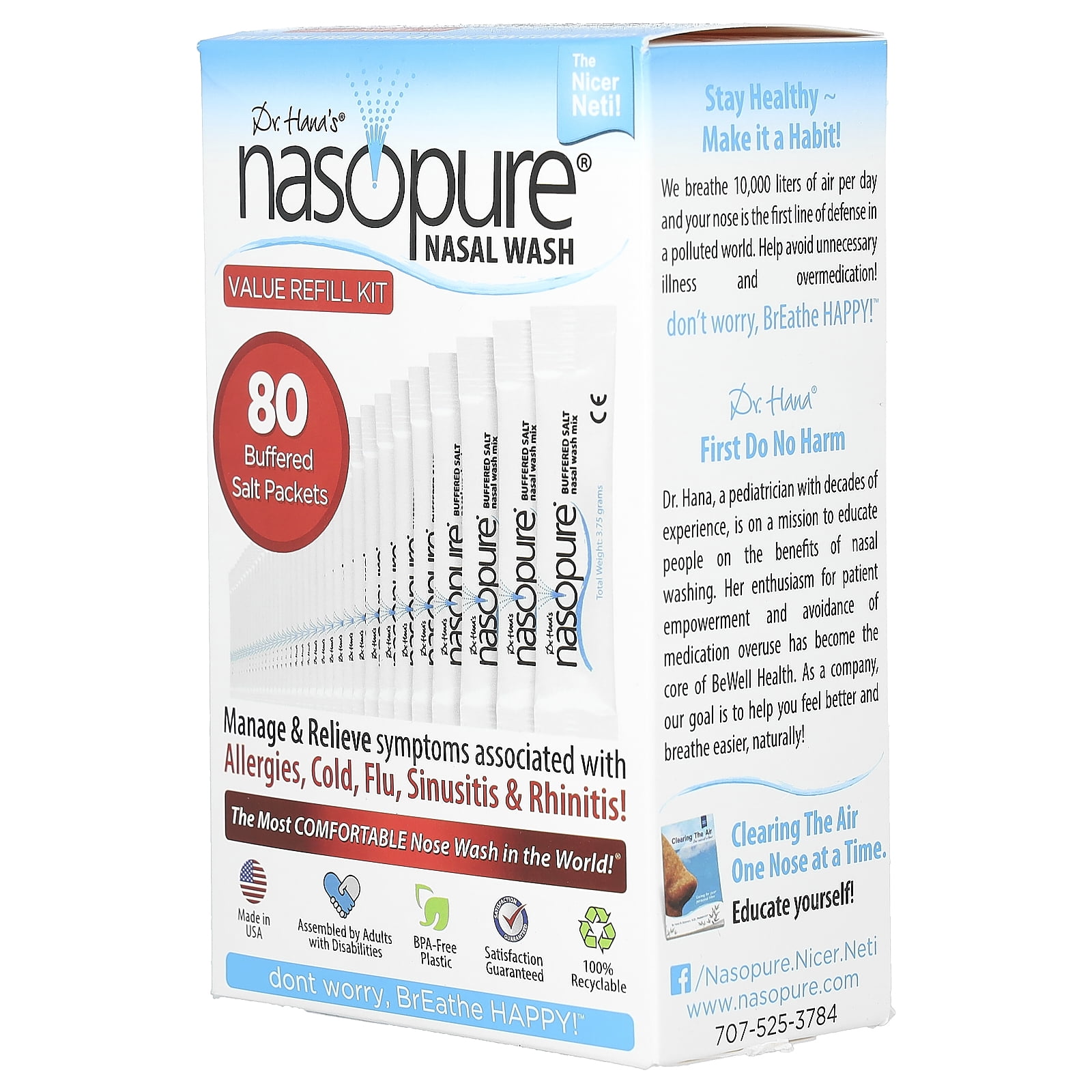 Nasopure Nasal Wash, Value Refill Kit, 80 Buffered Salt Packets