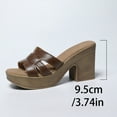 thumbnail image 3 of Wedge Sandals for Women Soft Wooden Low Heel Cushioned Trekking Shoes with Breathable Leather Cross Strappy Upper Open Toe Fish Mouth Sandals Brown 5.5, 3 of 7