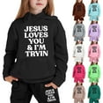 thumbnail image 5 of KidS Jesus Loves You Hoodies Long Sleeve Cute Graphic Hoodies Loose Pullover Sweatpants 2 Piece Fall Winter Clothes Clothes for 8-9 Years Old Girls Cute&nbsp;Boys Girls&nbsp;Clothing, 5 of 5