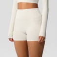 thumbnail image 6 of JIUWEN Gym Shorts Women Crossover Biker Shorts High Waisted Spandex Workout Yoga Booty Shorts with Pockets-Beige-L,Gym Shorts Women,Butt Lifting Shorts,Booty Shorts, 6 of 9