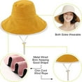 thumbnail image 3 of Wide Brim Women Sun Hat Cotton Floppy Packable Reversible Wired Edge Hats UV Protection Summer Beach Travel Garden - Yellow, 3 of 5