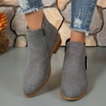thumbnail image 2 of Gyexs Ankle Boots for Women Dressy Ankle Cowboy Boots Low Heel Western Cowboy Boots Zipper Casual Short Ankle Booties Grey Size 6.5, 2 of 5