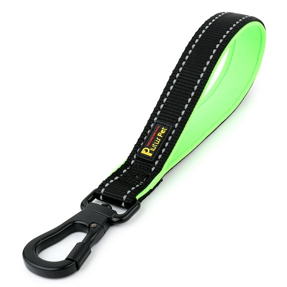 Plutus Pet Short Dog Leash, Reflective Nylon Padded Handle, Strong Traffic Pet Leash with Carabiner Clip, for Medium Large Dogs (10", Black)
