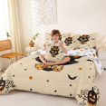 thumbnail image 4 of Homewish Cartoon Halloween Cat 7 Pieces Full Size Bedding Sets,Witch Hat Pumpkin Bat Pattern Full Size Bed in a Bag,Halloween Reversible, 4 of 8