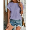 thumbnail image 5 of Womens Clothing Homenesgenics Womens Tops under $5 Women's Spring/Summer Fashion Casual Loose Round Neck Short Sleeve Women's Purple XXXL, 5 of 6