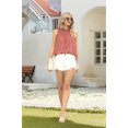 thumbnail image 4 of Womens Ruffle Neck Tank Tops Shirred Frill Dot Sleeveless Blouse Shirts Pink M, 4 of 9