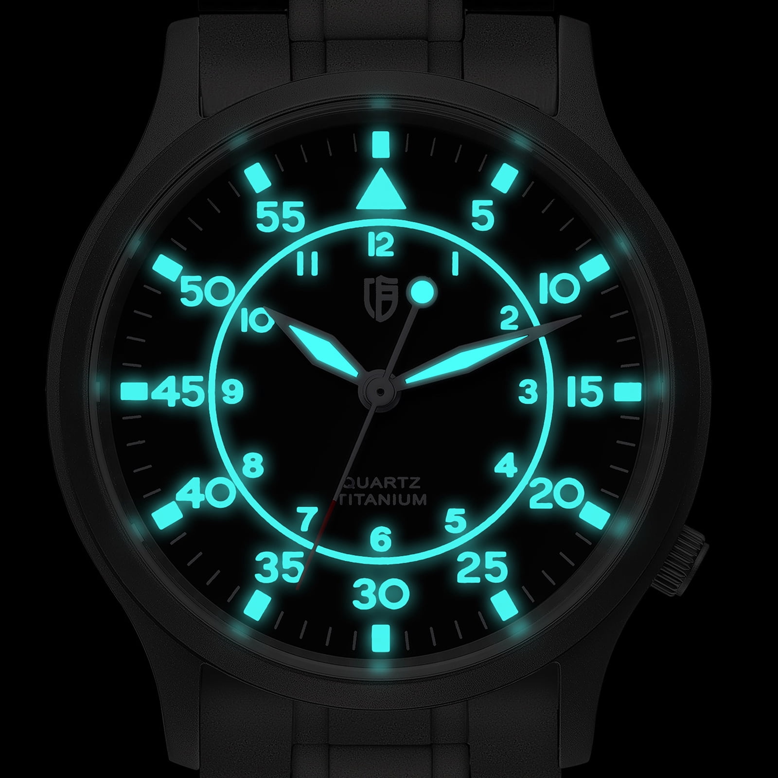 BERNY Titanium Watches for Men, Sport Military Men Watch with Japanese Quartz Movement, Super Luminous, Fashion Men's Field Watch, Casual 5ATM Waterproof Army Wristwatch, Green