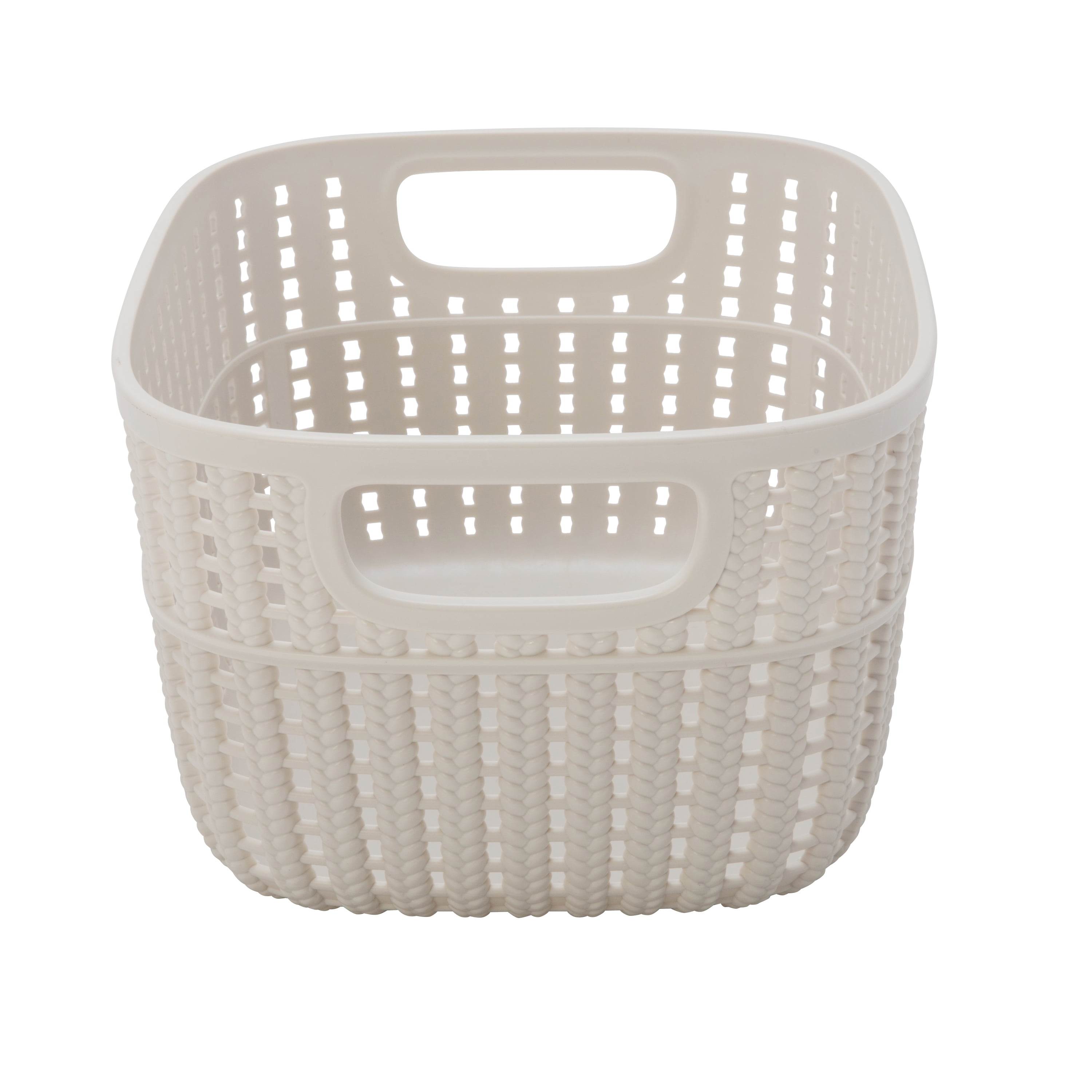 Simplify 4 Pack 2-Tone Plastic Decorative Small 9x7x5inch Storage Basket in Ivory