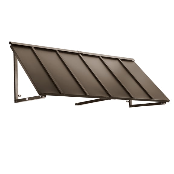 Awntech 5.67 Ft Houstonian Standing Seam Metal Fixed Awning Canopy (68in x 24in x 24in), Bronze