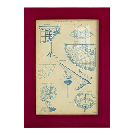 Vintage Astronomy I -Framed Print w/glass-Cherry Red