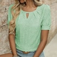 thumbnail image 2 of Ediodpoh Women's Round Neck T Shirt with Ruching Detail for Casual Home and Outdoor Wear Comfortable Spring Summer Top Pairs Perfectly with Jeans Tshirts for Women Light Green M, 2 of 7