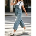 thumbnail image 4 of Sleeveless Women Casual Denim Jumpsuit Loose Wide Leg Jeans Oversall Bib Pants, 4 of 6