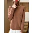 thumbnail image 1 of Otoño/Invierno nuevo 100% suéter de lana para mujer cálido grueso cuello alto sólido manga larga jersey suelto Casual suéteres de punto, 1 of 5