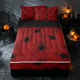 thumbnail image 2 of Homewish Spider Web Zipper Full Size Comforter Sets with Fitted Sheet and 2 Pillowcases, Happy Halloween Zipper Bedding Set, Bright Red, Black Reversible, 2 of 7