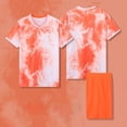 thumbnail image 2 of CYRBOKO Athletic Outfit Sets for Toddler Boys, Short Sleeve Elastic Waist Tie-dye Quick-dry Summer Top and Shorts Orange Size 4-5 T, 2 of 4