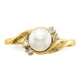 thumbnail image 5 of Solid 14k Yellow Gold 6mm Freshwater Cultured Pearl Diamond Ring Band Size 8.5 (.048 cttw.), 5 of 6