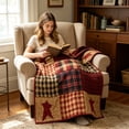 thumbnail image 4 of Gallickan Independence Day Star Plaid Print Flannel Blanket A 27x39in, Patriotic Throw Blanket, 1pc, 4 of 6